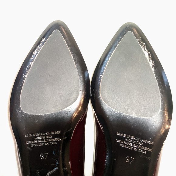 Napoleoni Dark Red Gold Heel Pointed Toe Flats 37 - Picture 8 of 8